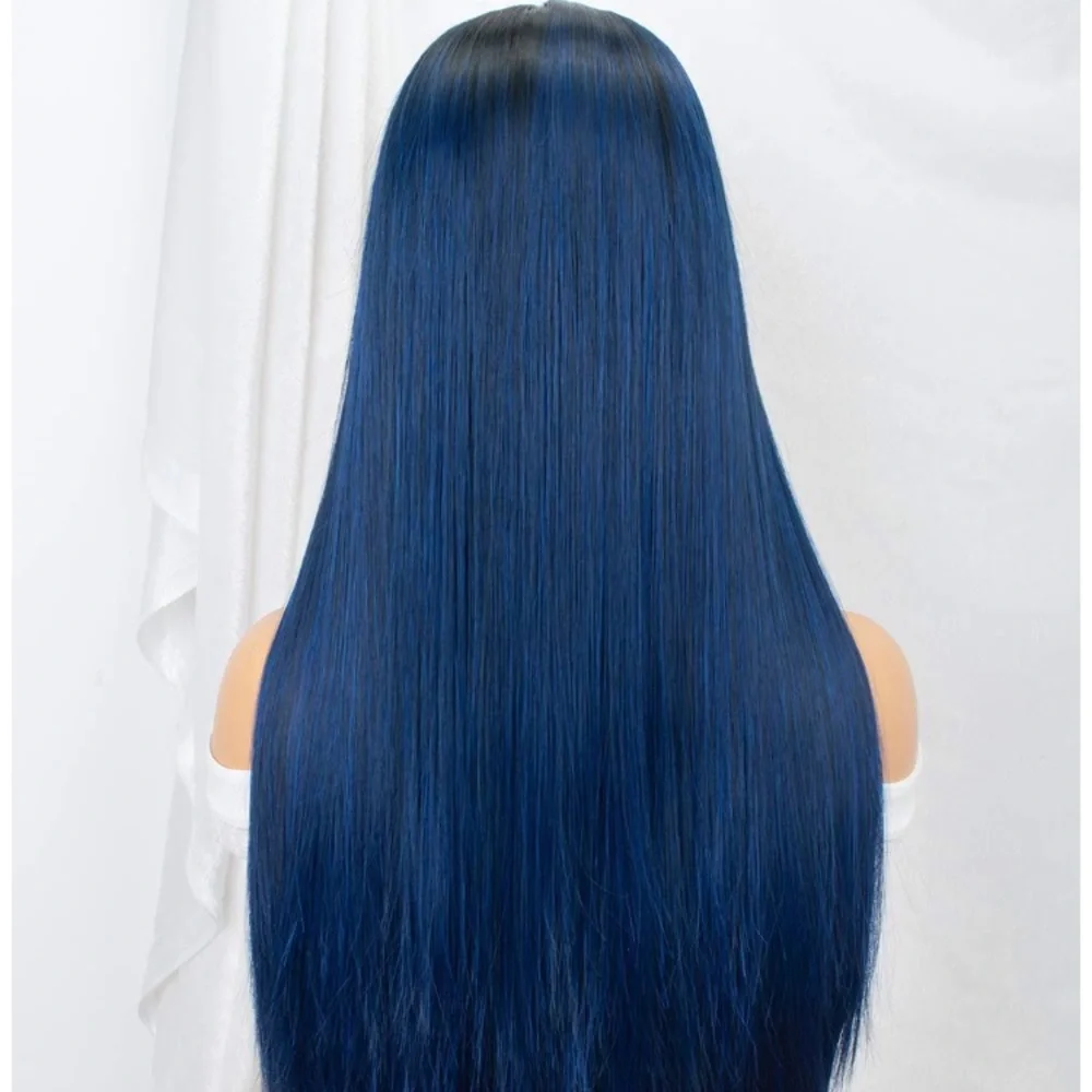 K. Jener 22” Blue ombré straight lace front wig